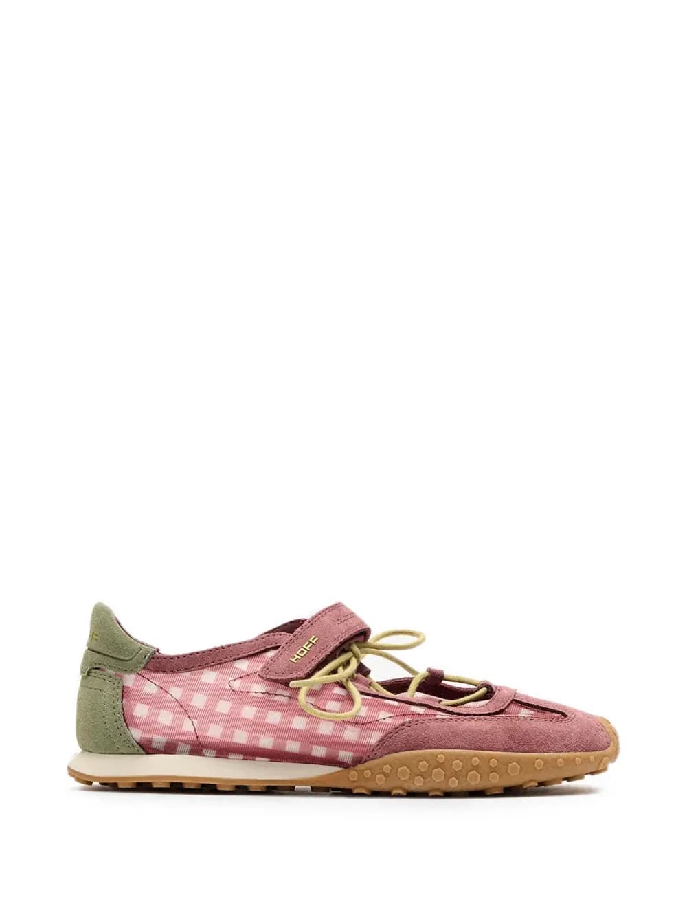 A pair of pink gingham HOFF sneakers